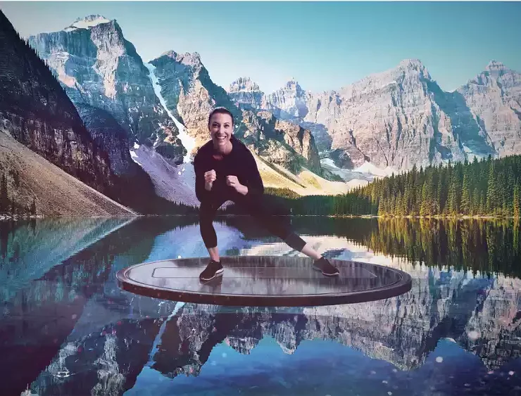 Woman exercising at a scenic location